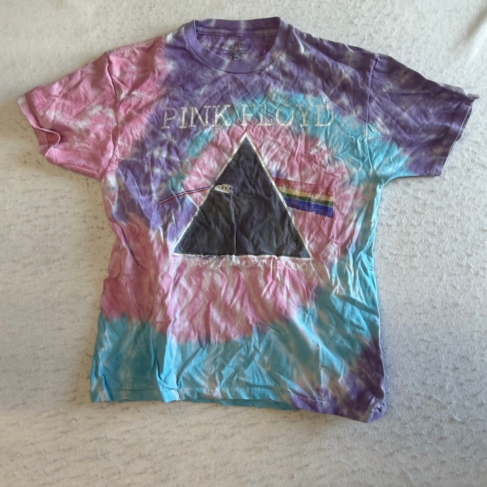 Pink Floyd Graphic T-Shirt Unisex Medium Multi-Color Tie Dye Dark Side Moon